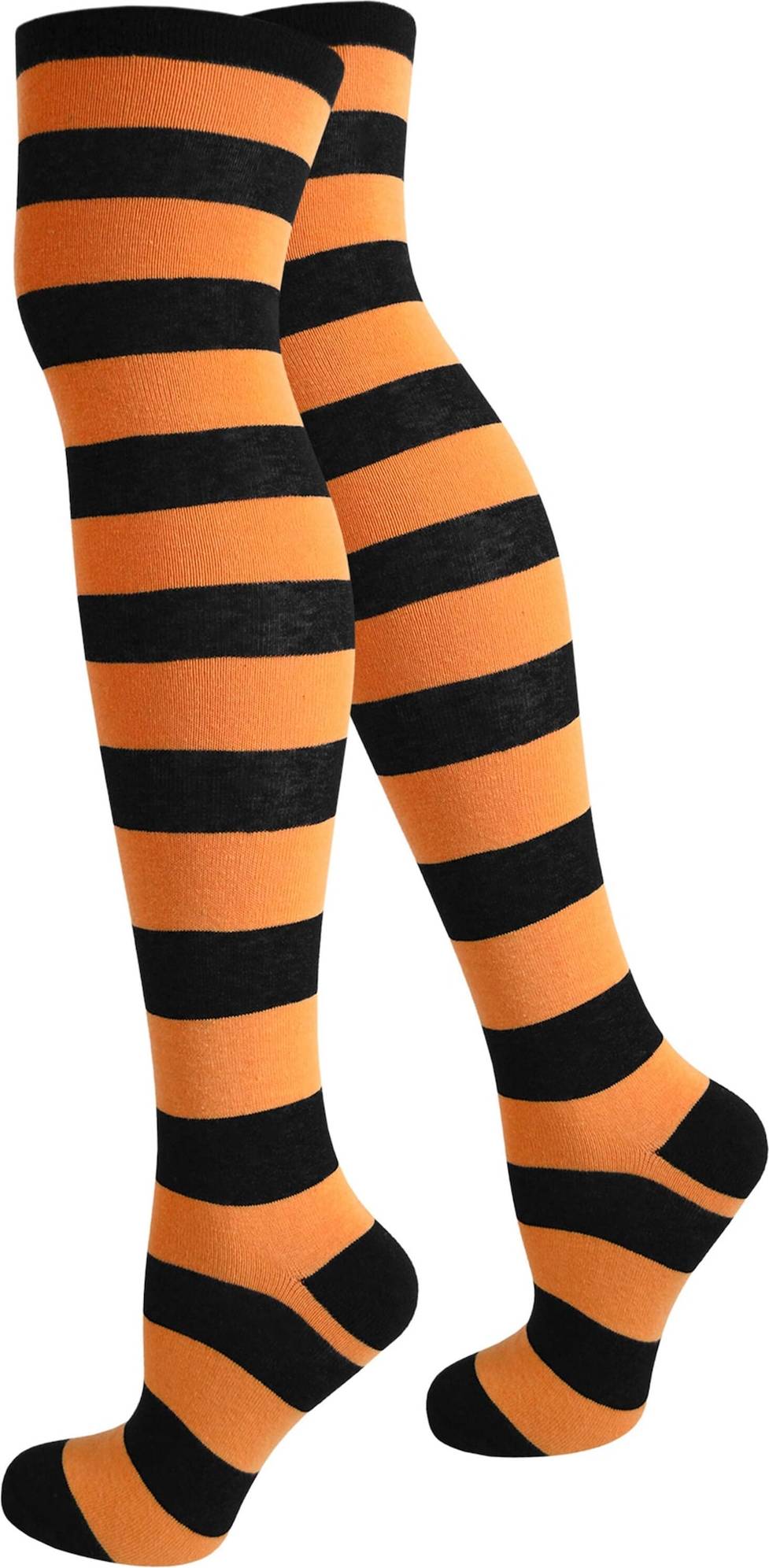 Overknee Strømper - Orange/Sort