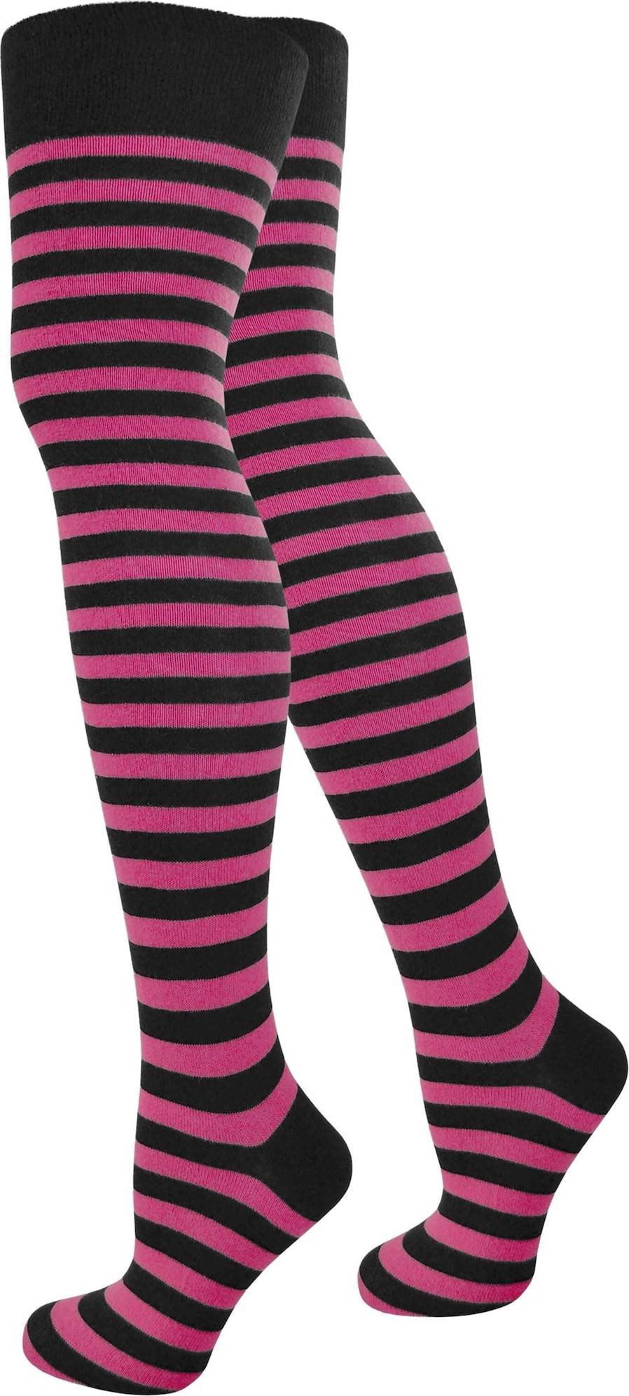 Overknee Strümpfe - Rosa/Schwarz