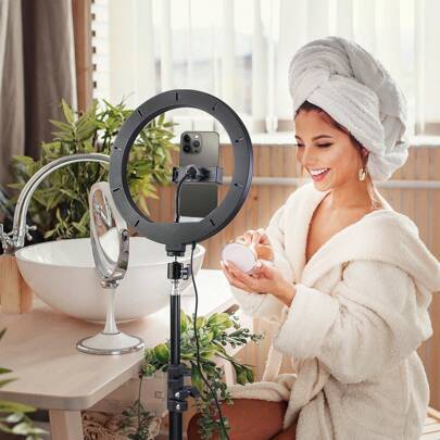Selfie ring light Shein 10 Inch Dimmable LED Selfie Ring Light Kit