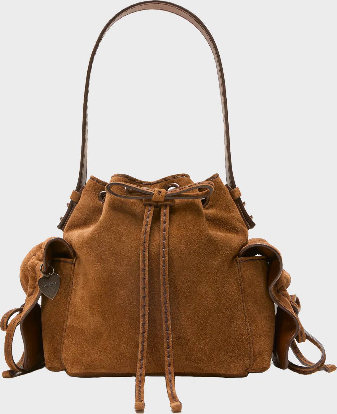 Acne Studios Multipocket Mini Bucket Suede Cognac