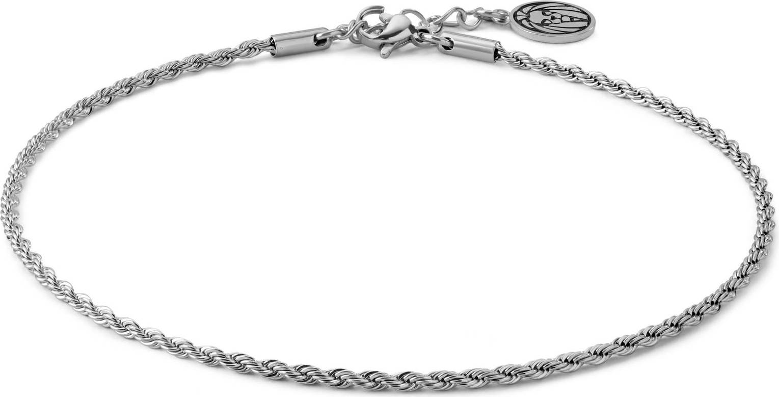 Silver-Tone Stainless Steel Rope Chain Anklet