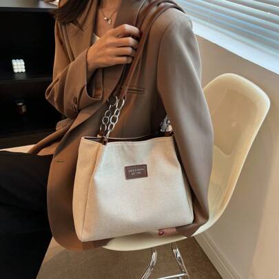 Shein Simple Classic Style Contrast Color Design Tote Bag - Color