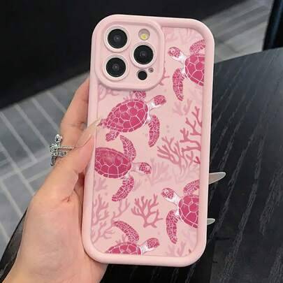 Pink Turtle Print Phone Protective Case