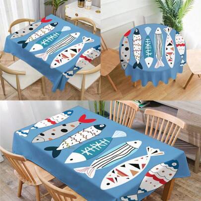 Shein Colorful Fish Geometric Printed Tablecloth