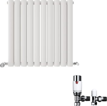 Horizontal Double Modern Oval Radiator 600x420mm