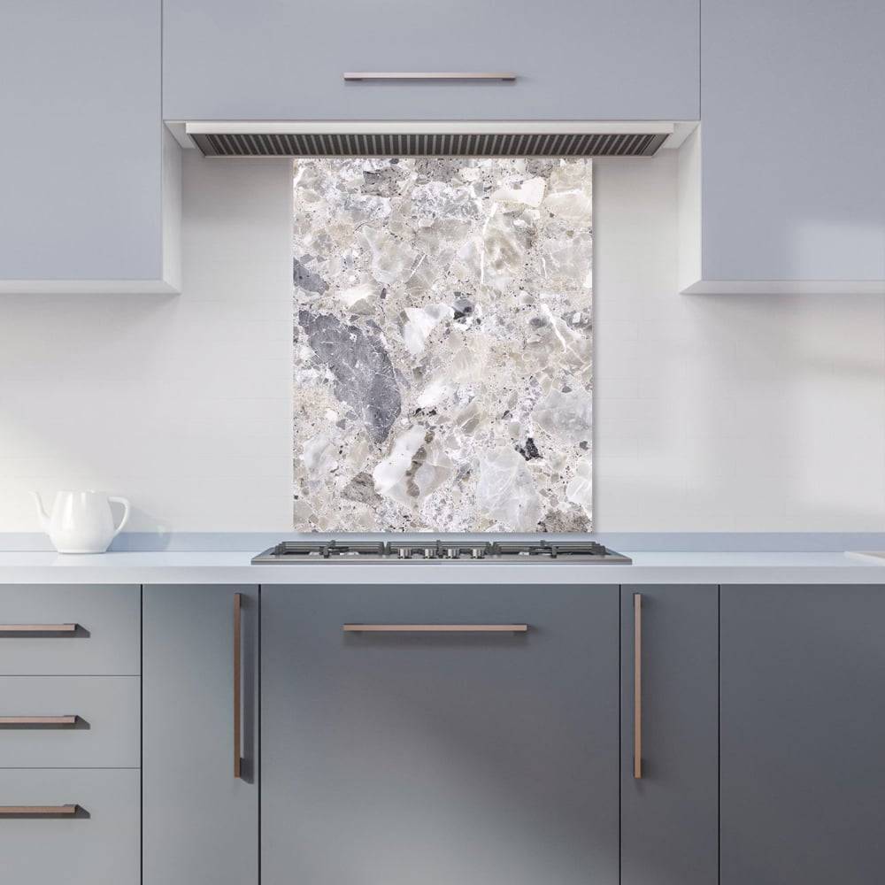 Warren Reed Silver Quartz Effect Glass Kitchen Splashback 75 x 60 cm Splash Guard