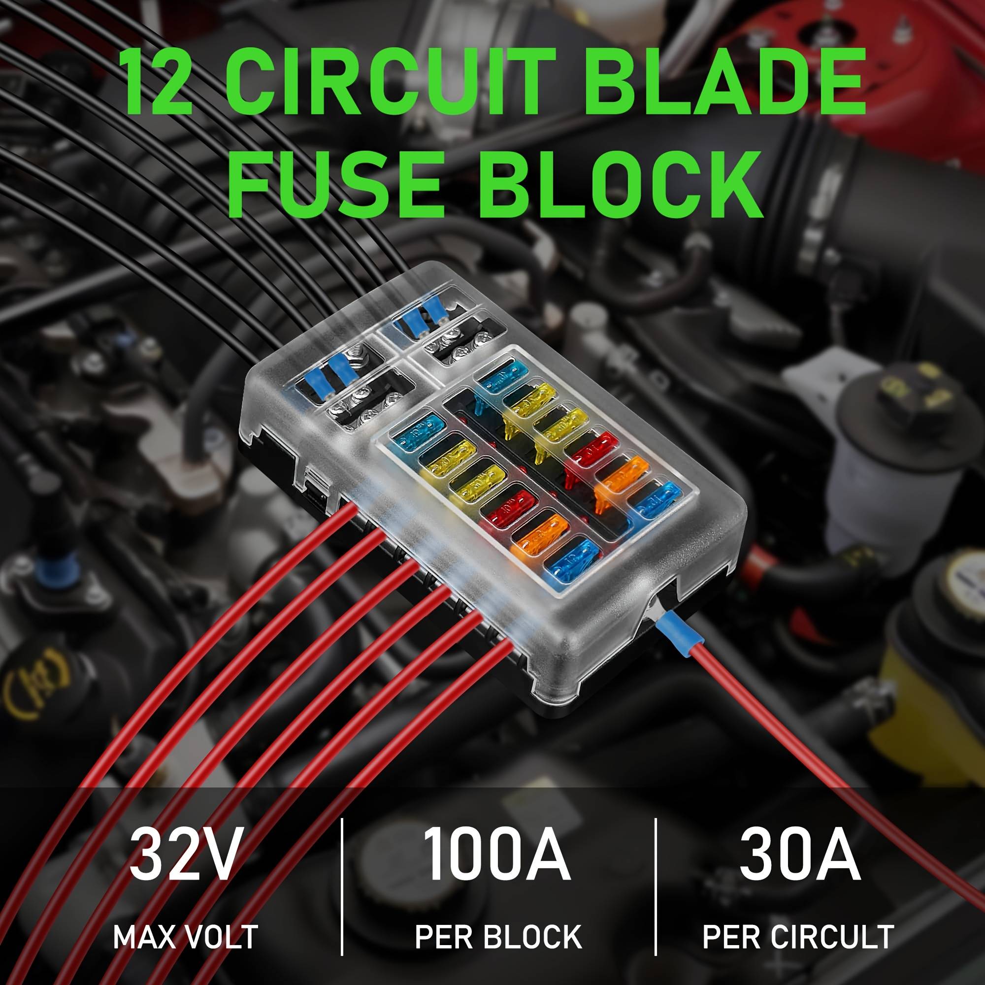 Temu Fuse Box With Led Indicator Light