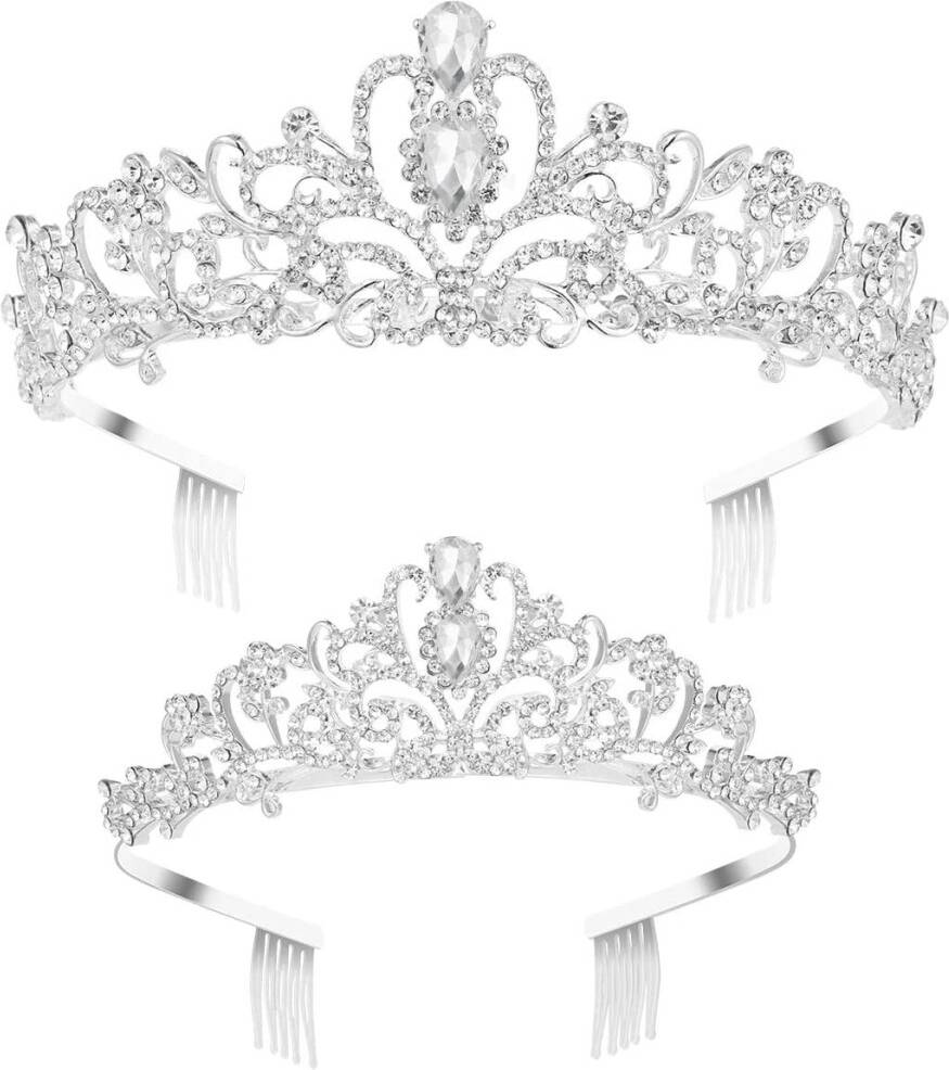 Frcolor Crystal Tiara 2 Pack Rhinestone Crown