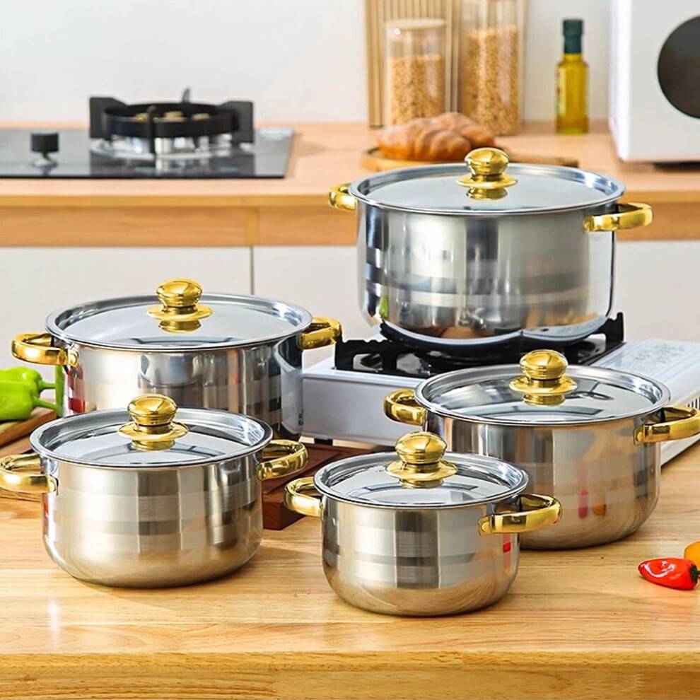 5PCS Stainless Steel Cookware Saucepan Set Cookware Set