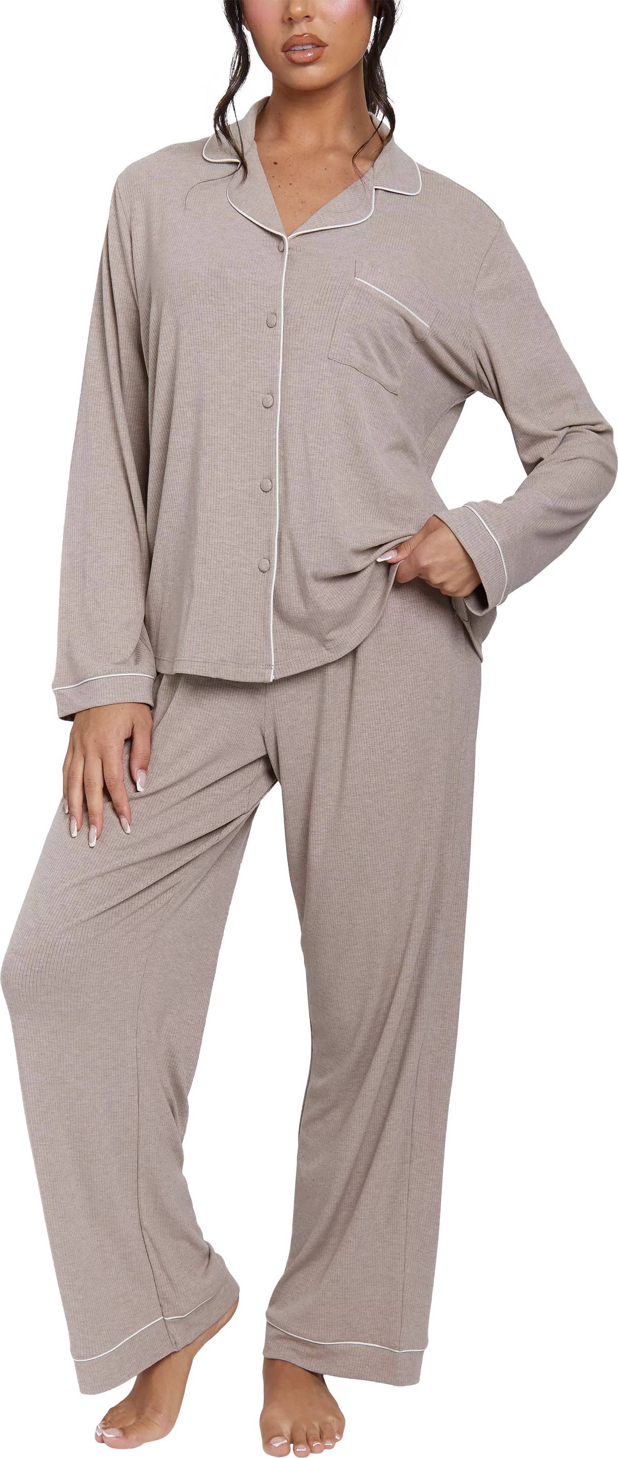Loungeable Ribbed Traditional Long Pyjama Set - New Look