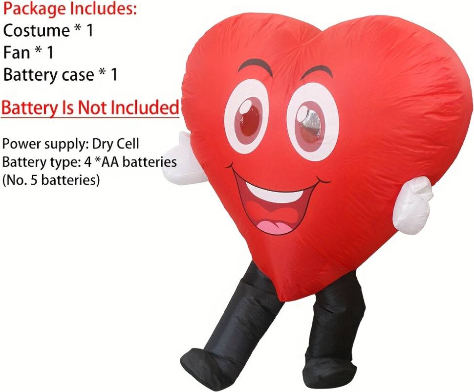 SKESRJTOP Fun Red Love Inflatable Costume