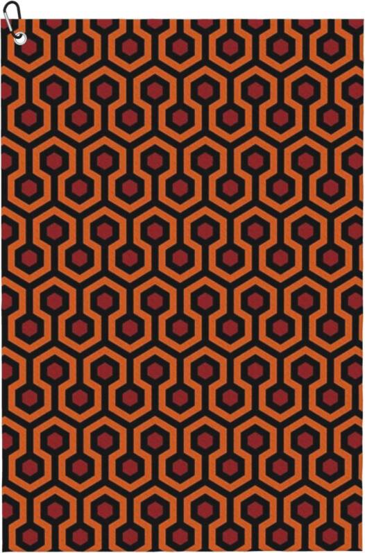 WHIBOS Geometric Pattern Looped Hexagons Orange Golf Towel