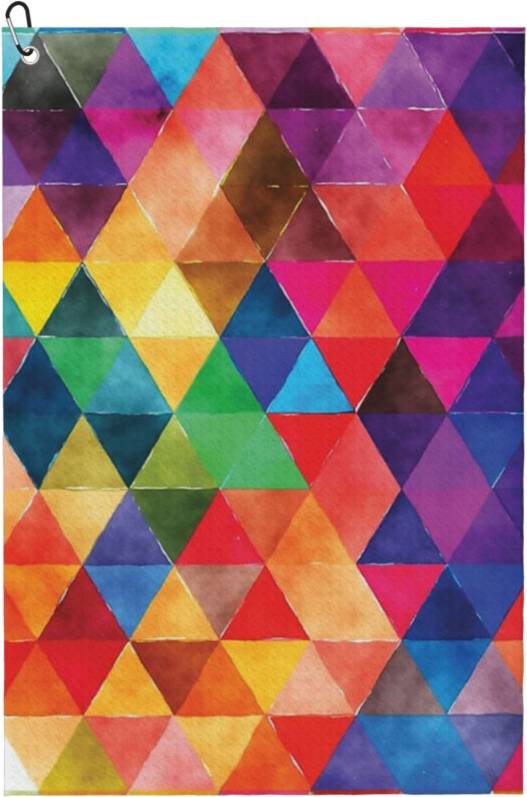 WHIBOS Watercolor Triangles Pattern Golf Towel