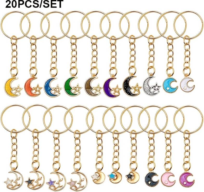 Temu Star And Moon Keychain Set Multi Colored