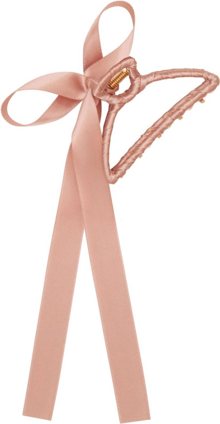 Pink Ribbon-Wrapped Satin Claw Clip