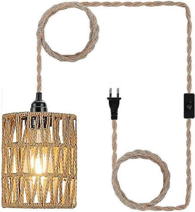 Boho Plug Pendant Light Rattan Shade Pendel