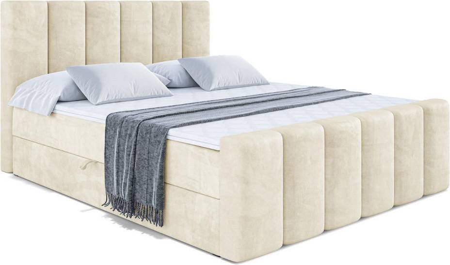 Bett 200 x 200 ALTDECOR Boxbett Beige Boxspringbett
