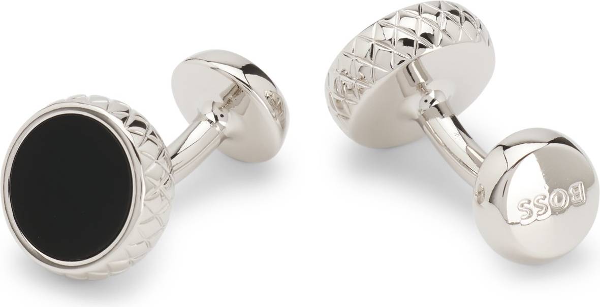 BOSS Round Cufflinks With Enamel Insert - Black