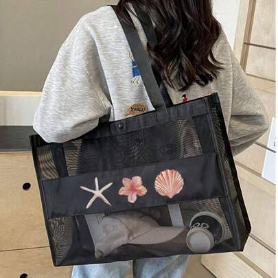 Shein Mesh Bag Letters Pattern Large Capacity