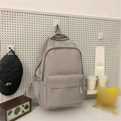Shein Versatile Solid Color Campus Backpack Large Capacity