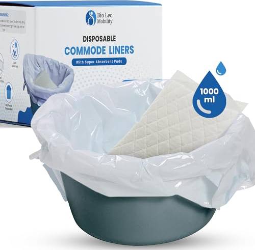 Commode toilet chair Pack 30 Commode Liners with Absorbent Pads