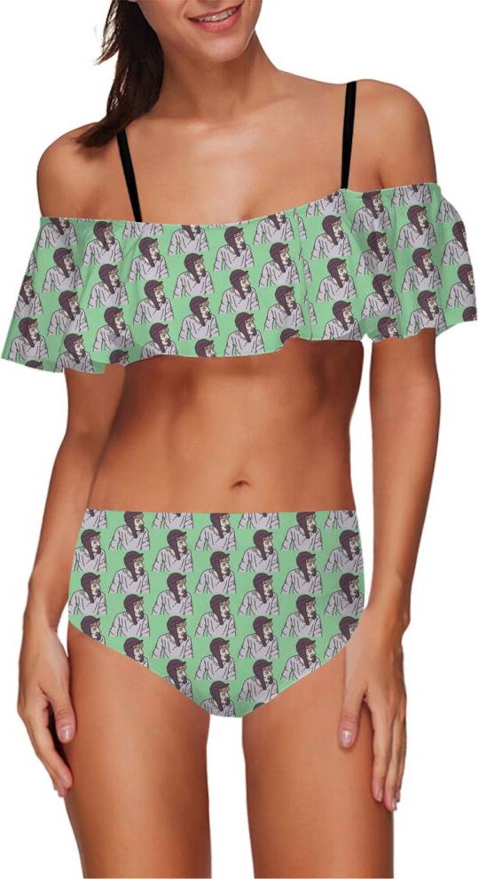Dj control Bikini High Waisted Set Ruffle Tankini Swimsuit Two Piece - Tummy Control