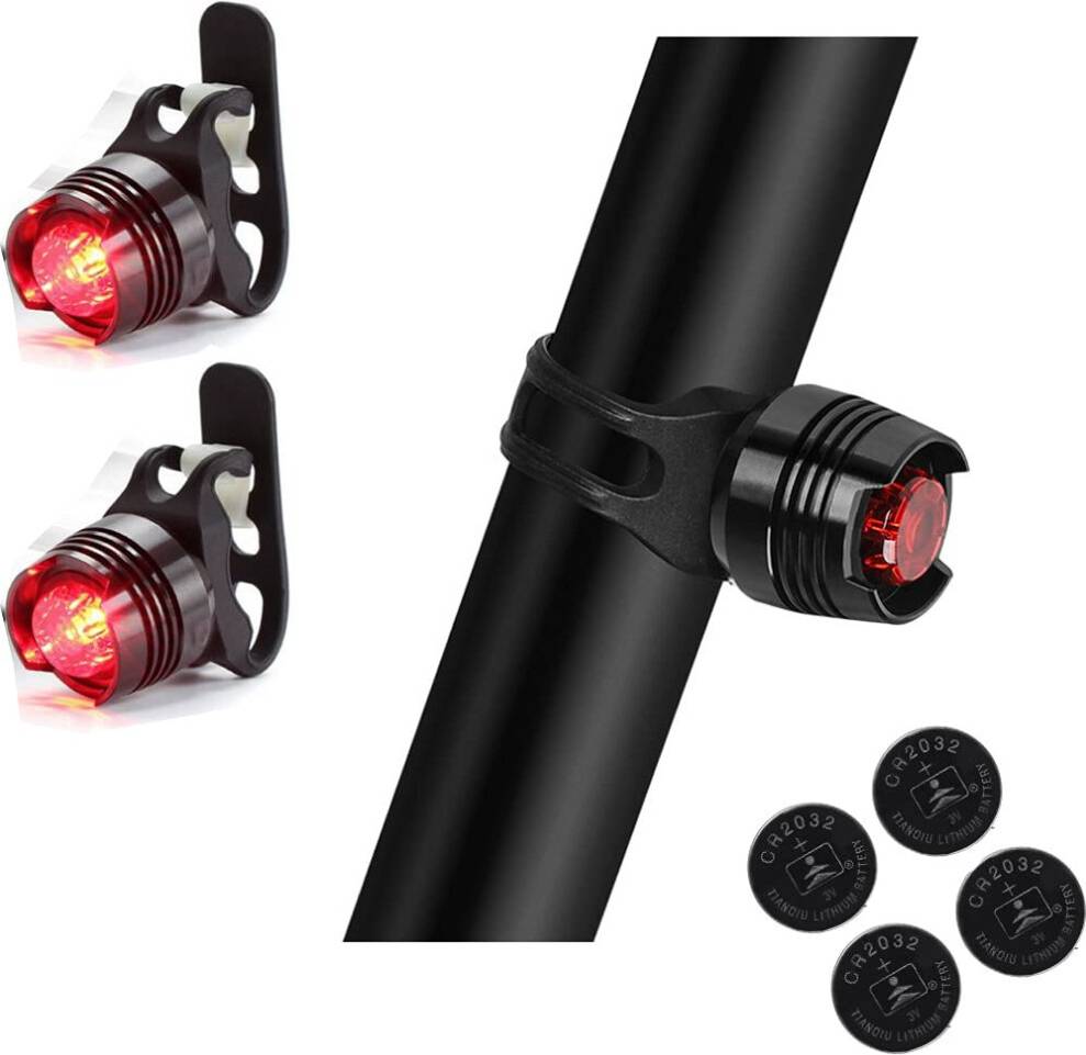 Chronus 2PCS Rear Bike Tail Light Mini Strap-On