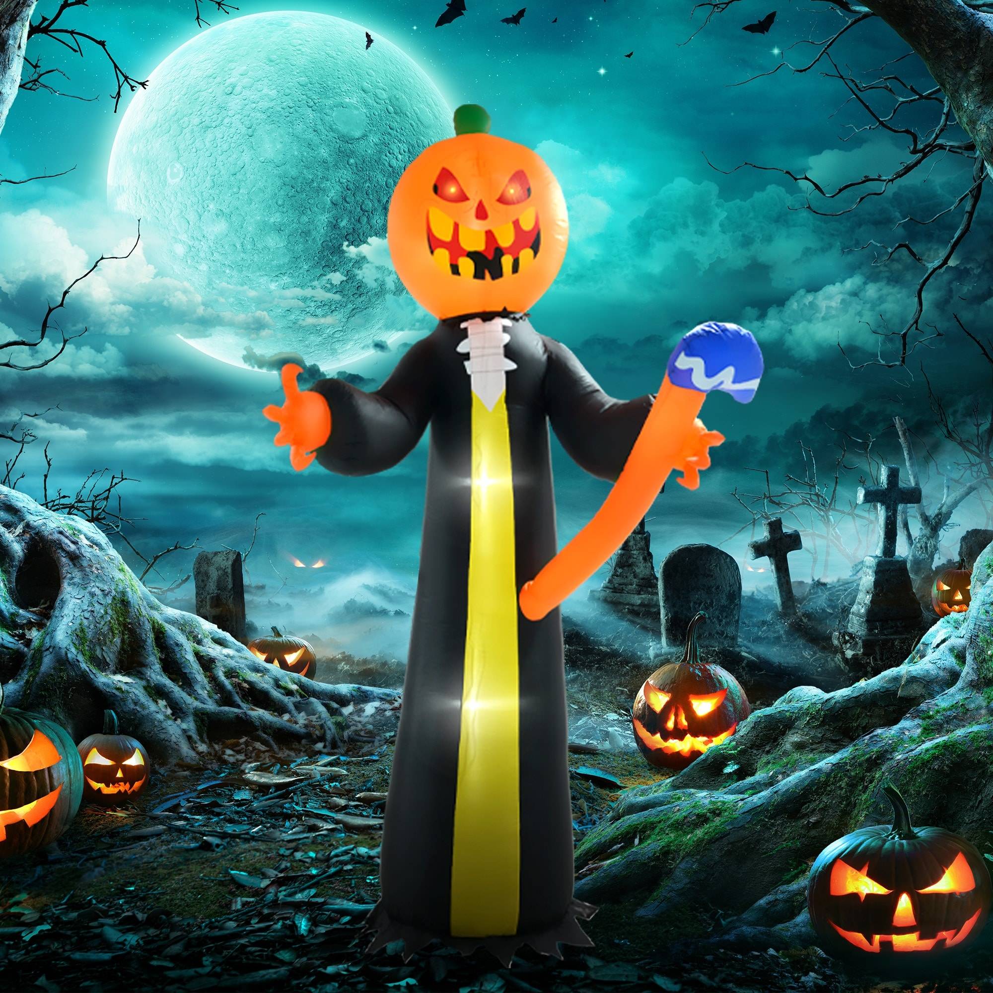 Inflatable halloween decorations Homcom 10ft Inflatable Halloween Pumpkin Head Ghost