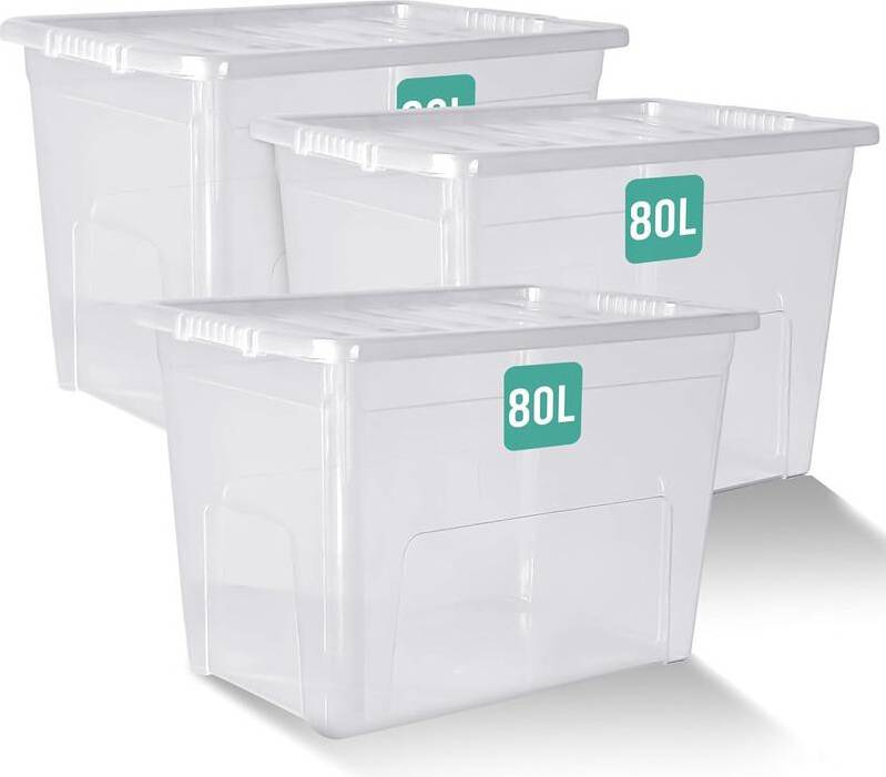 80l storage box 80L Large Plastic Boxes Set Storage Box
