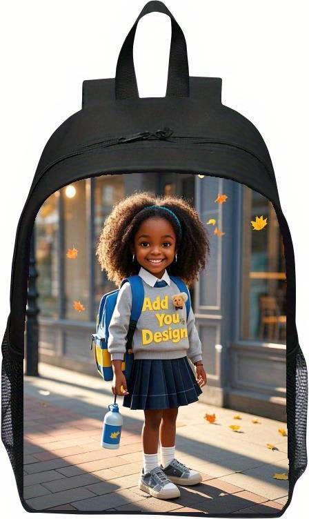 Temu Customizable Black Backpack With Design - Lightweight