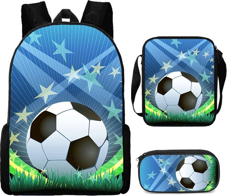 Vehhe Football Star Printed Cartoon Backpack Set