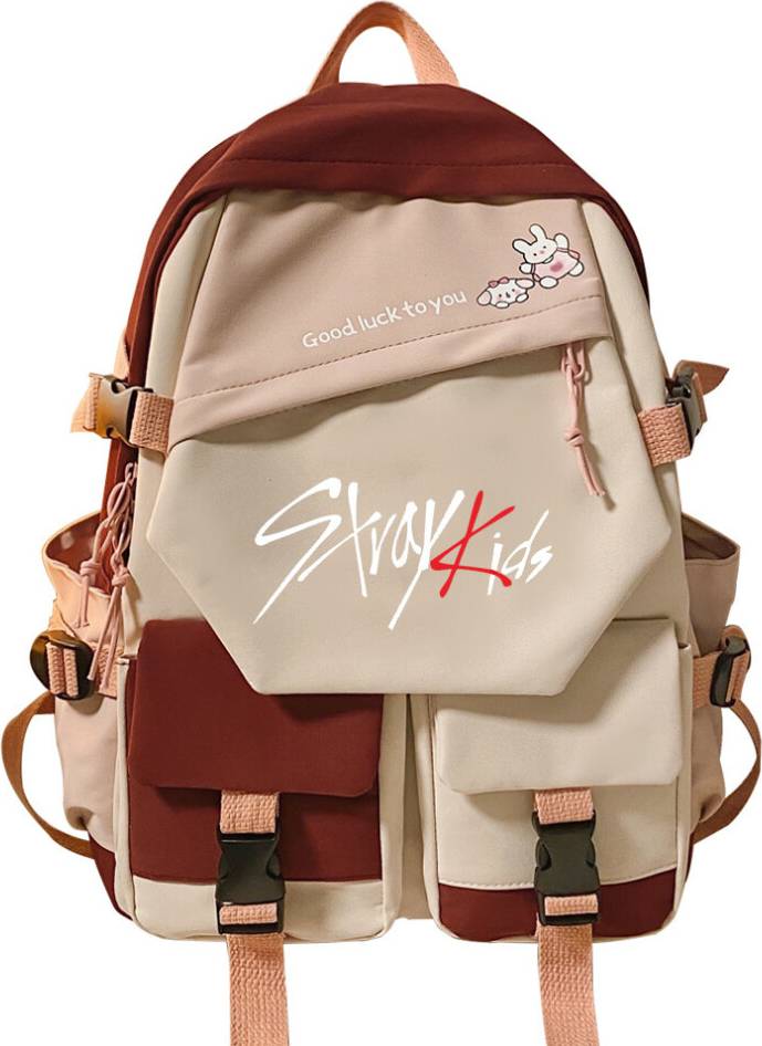 SRJ STAR Spliced Contrasting Backpack For Middle School - Red