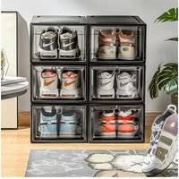 Living and Home 6 Pack Magnetic Storage Box Display Case Shoe Rack