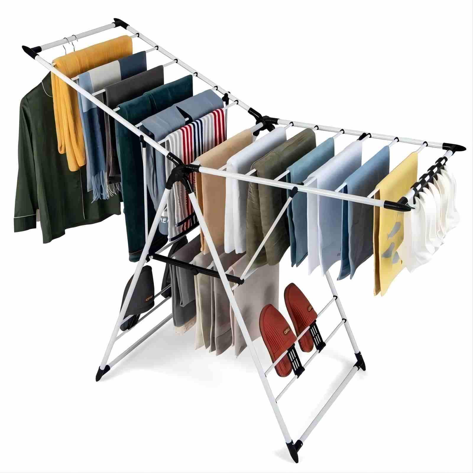 Clothes drying rack Sugift Folding Clothes Drying Rack Adjustable Height - White