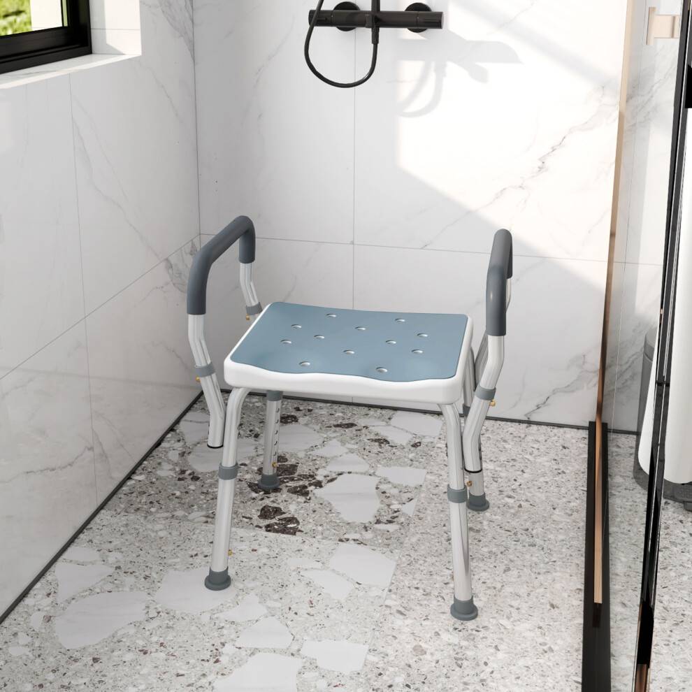 Homcom Rust-Free Aluminium Bath Chair Light Blue