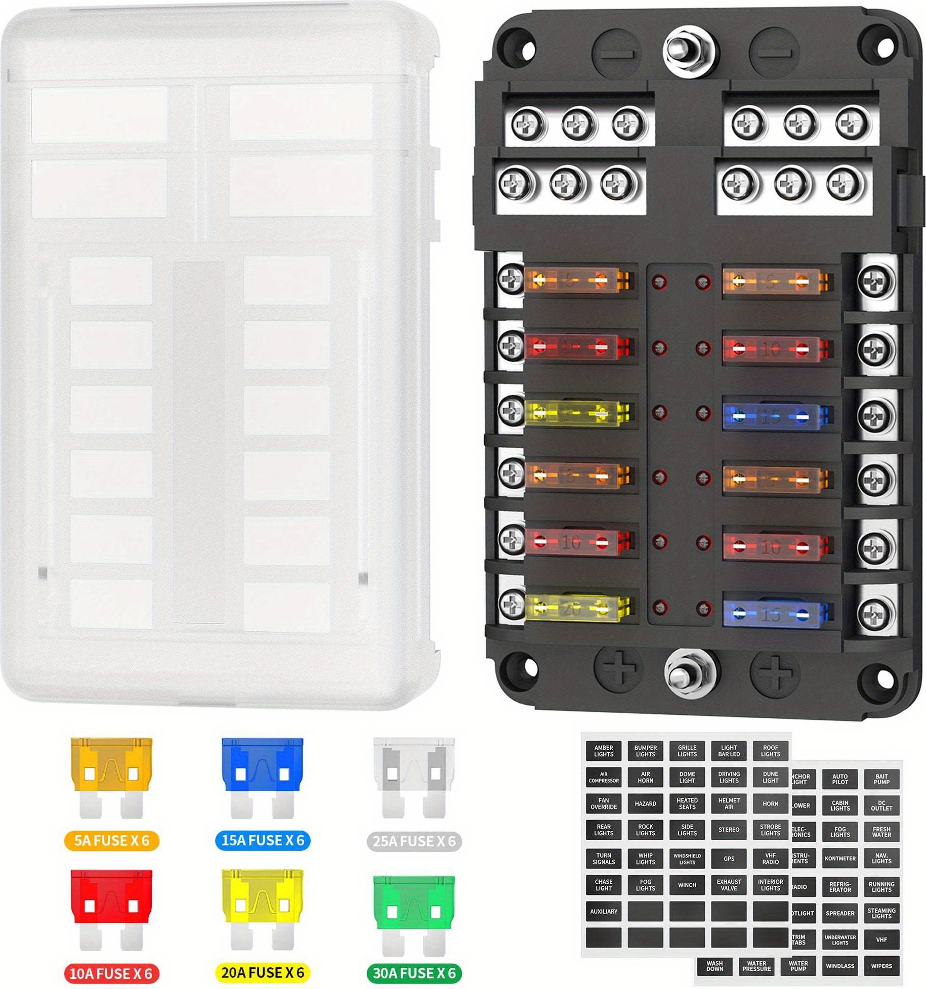 Temu 12 Way Fuse Block With Led Indicator