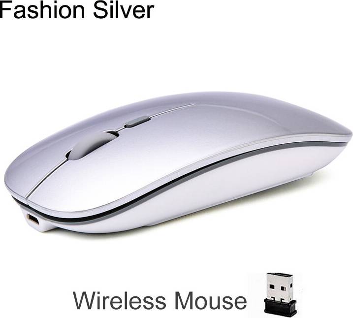 Maxpower Wireless Silver Rechargeable Optical Mouse
