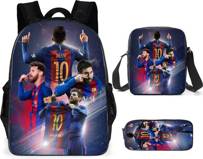 Vehhe Football Star Printed Cartoon Backpack Set