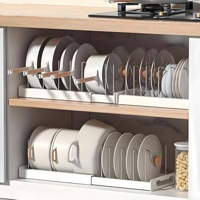 Kitchen storage rack Shein Expandable Pot And Pan Organizer Rack Kitchen Storage