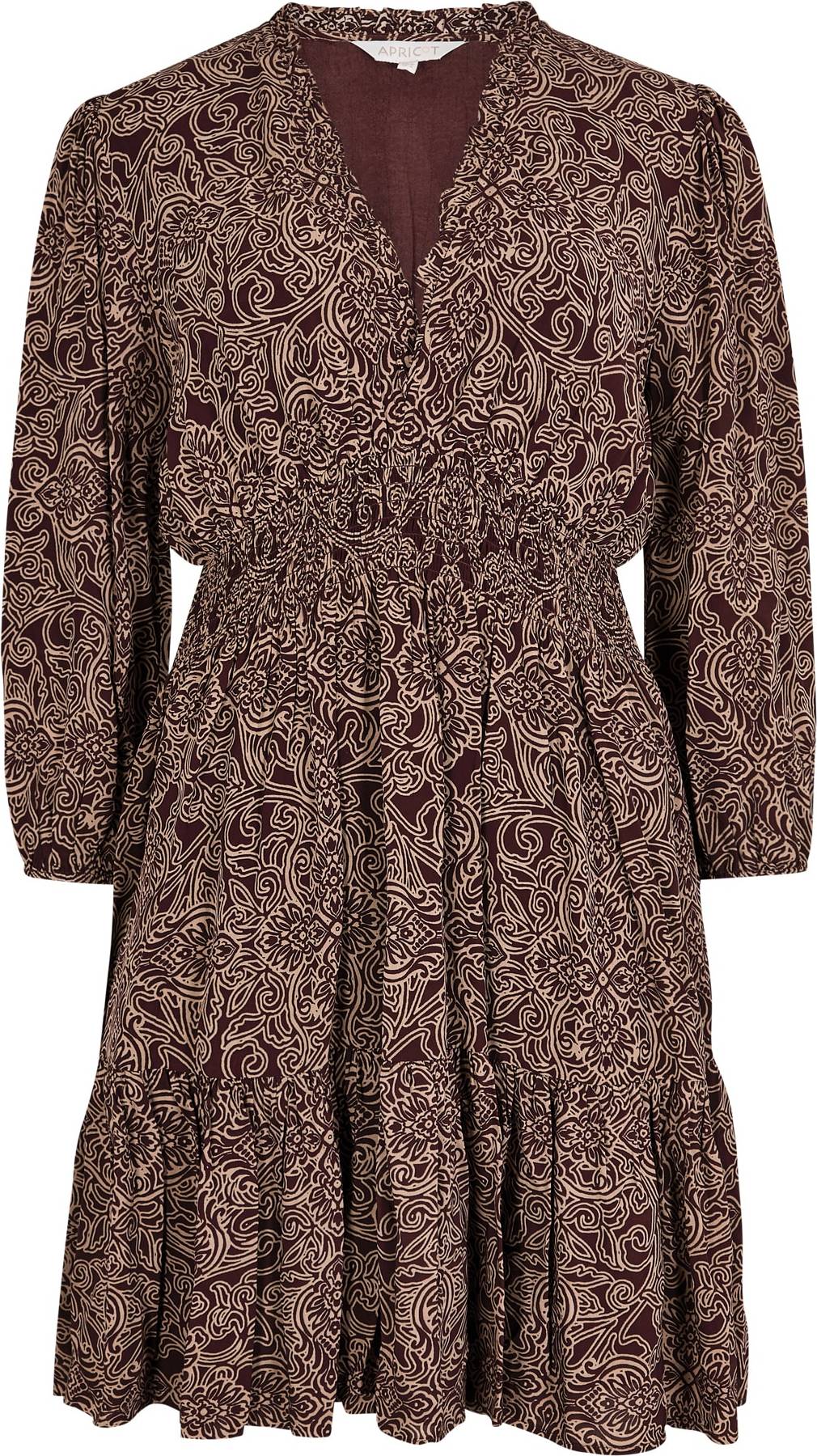 Apricot Ruffle Soft Mini Dress - Burgundy