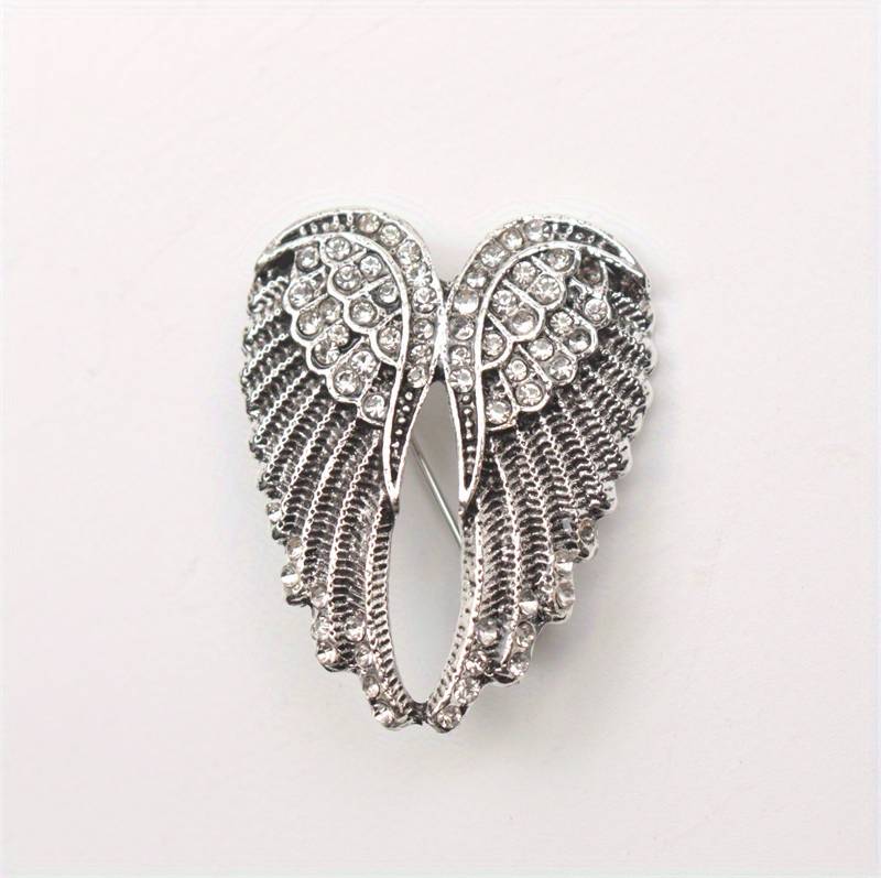 Temu Fashionable Rhinestone Wing Brooch Pin - Clothing Accessory