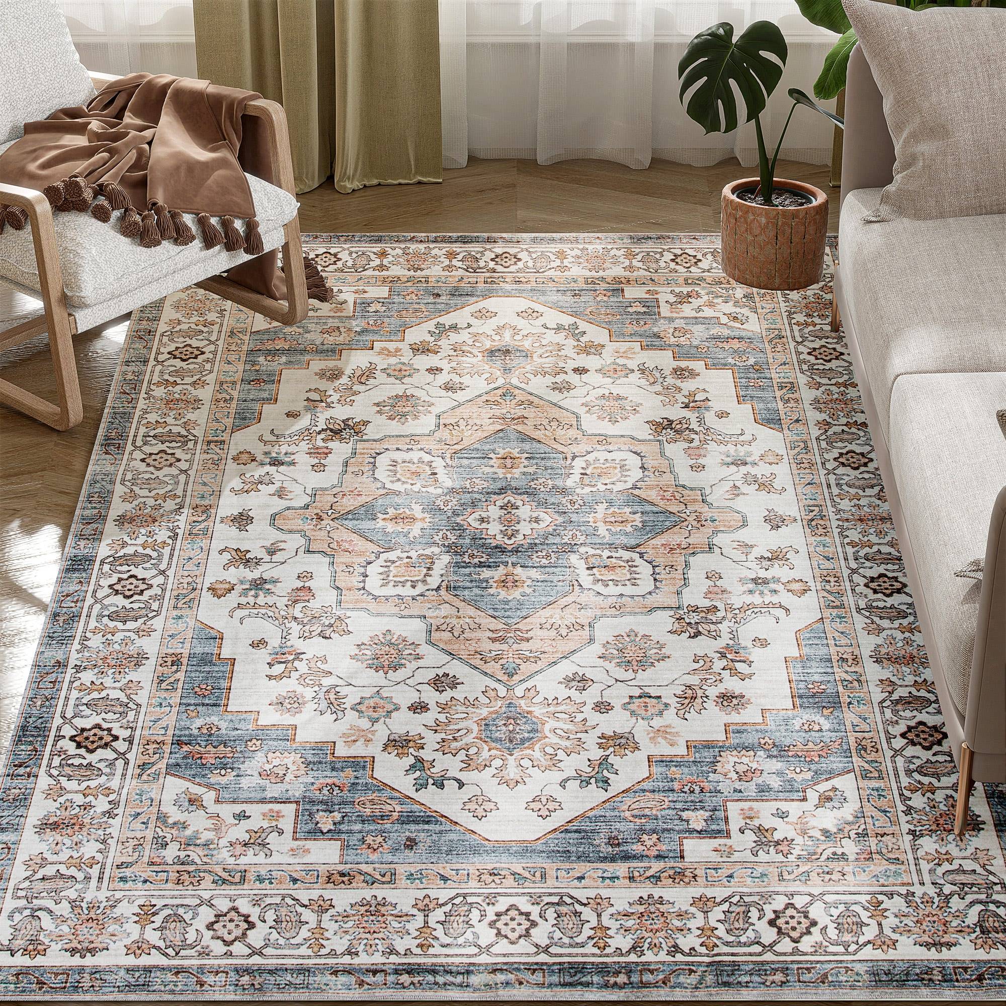 Homcom Vintage Indoor Machine Washable Rug 4x6 Brown