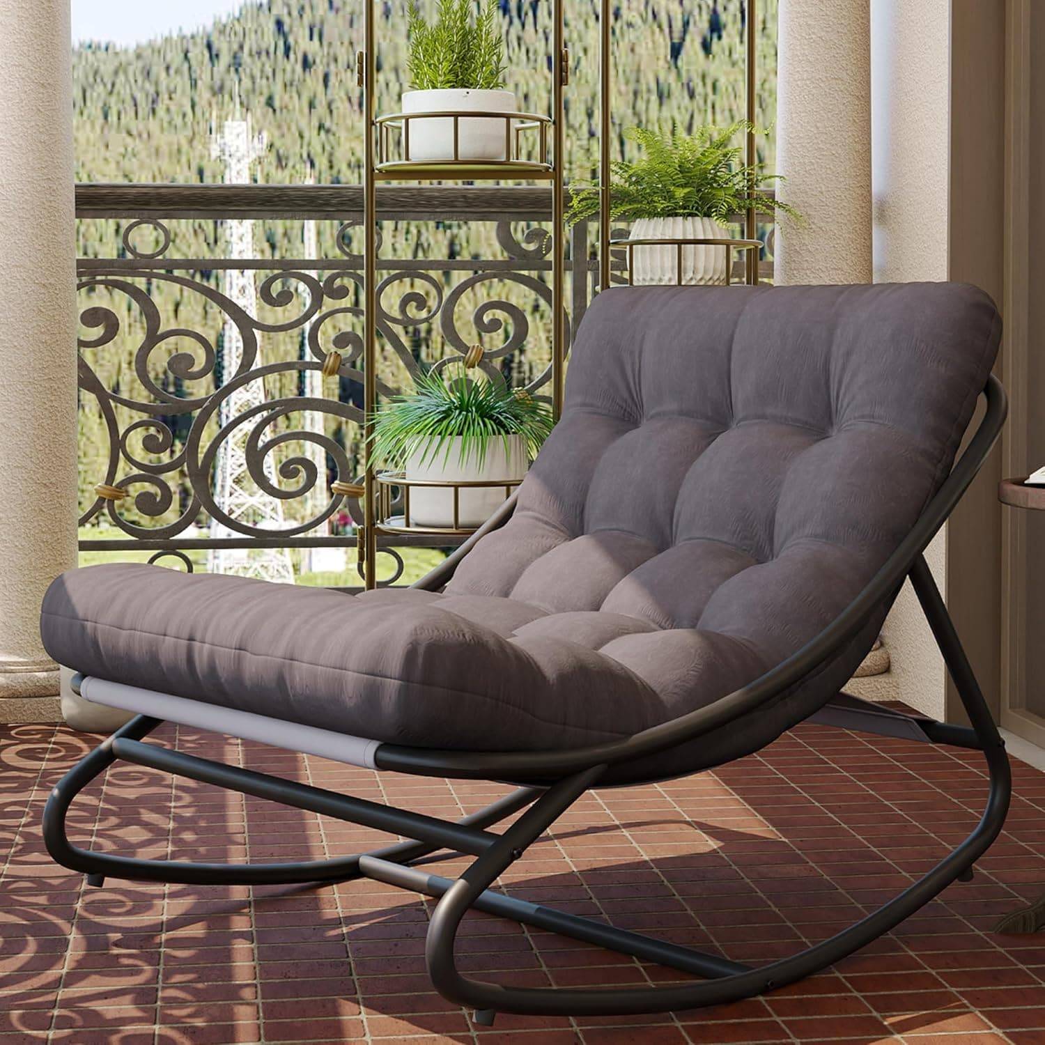 Papasan Outdoor Papasan Rocking Chair Gray