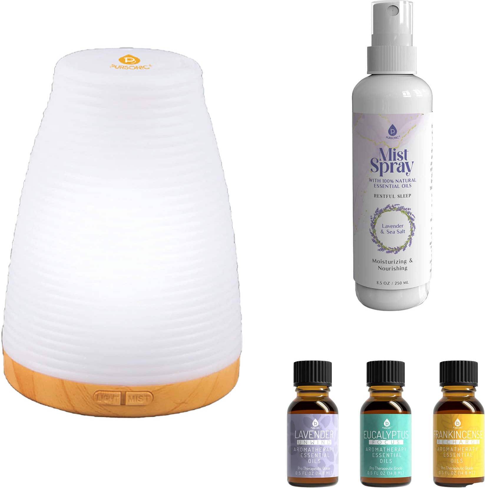 Aromatherapy essential oils Pursonic Aromatherapy Essentials Bundle USB Diffuser