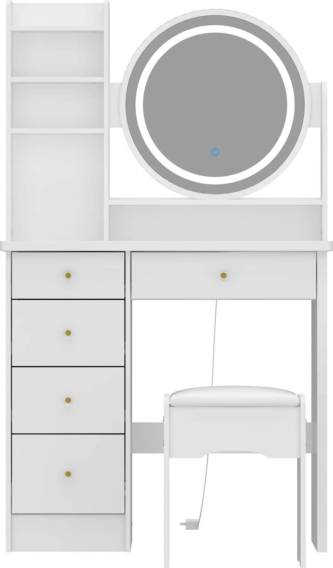 White vanity set FAMAPY LED Vanity Set White Dressing Table