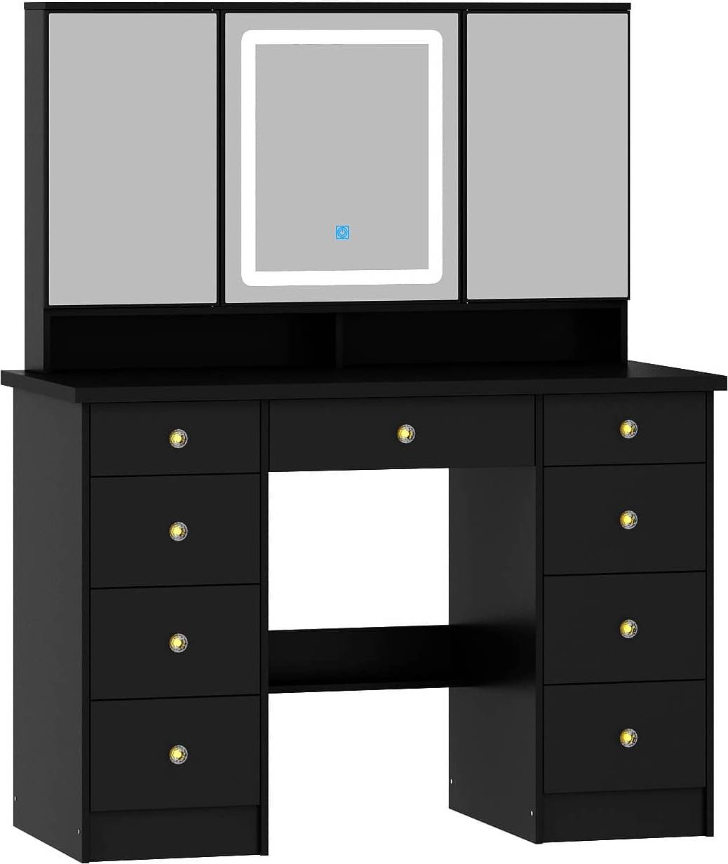 Black vanity set FAMAPY LED Vanity Set 3-Color Dimmable Mirror Dressing Table