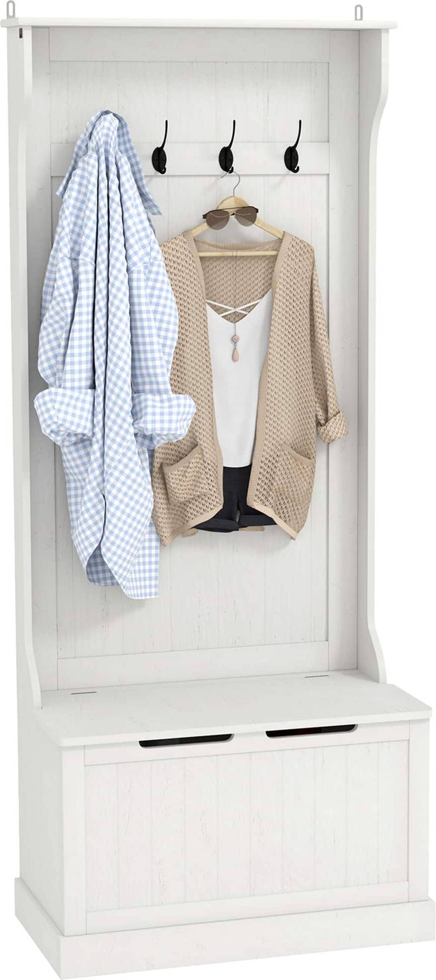 Coat rack shoe bench Homcom 3-In-1 Hall Tree with Shoe Storage Hallway Furniture & Accessory