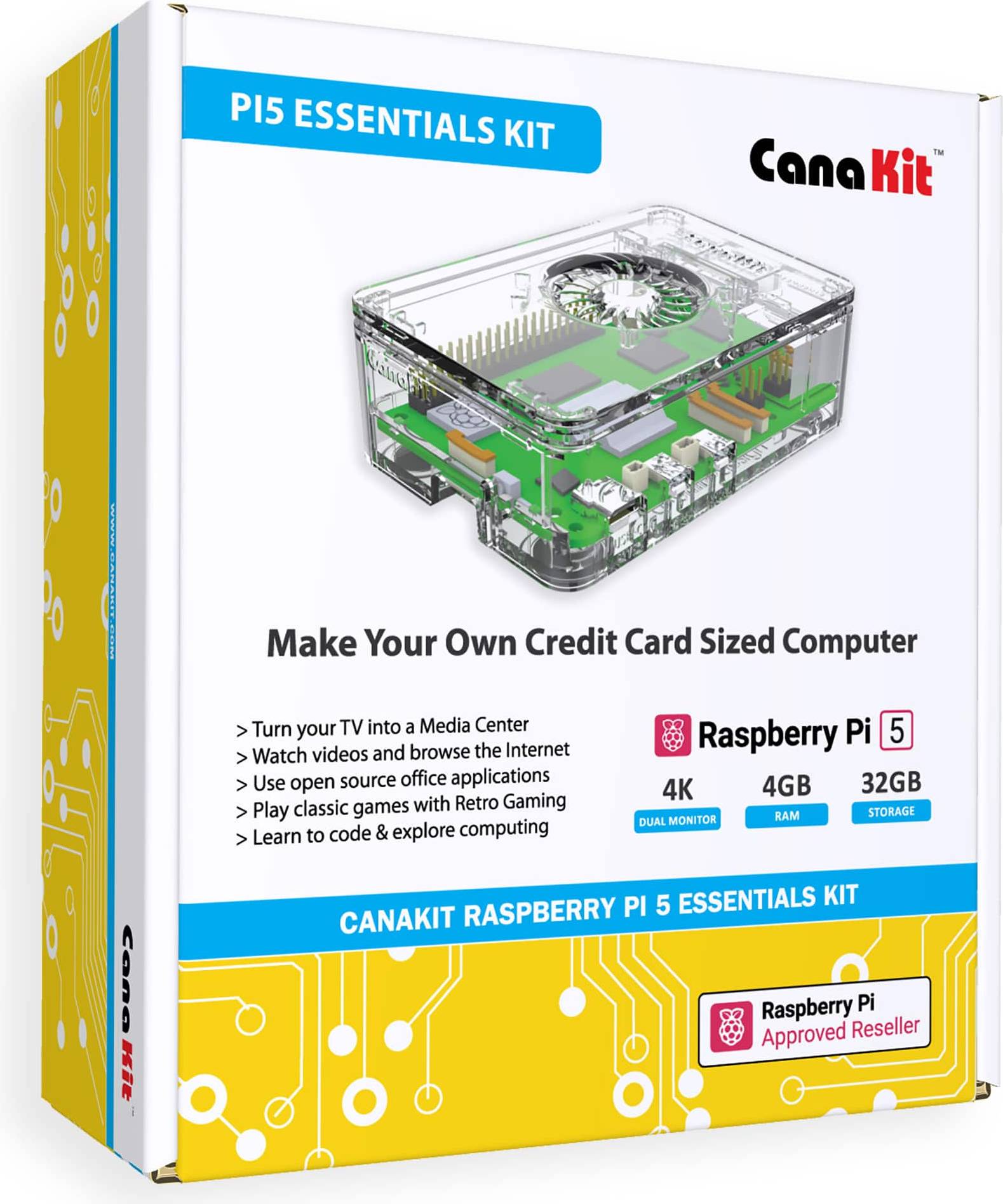Raspberry pi 5 CanaKit Raspberry Pi 5 Essentials Kit Turbine 4GB