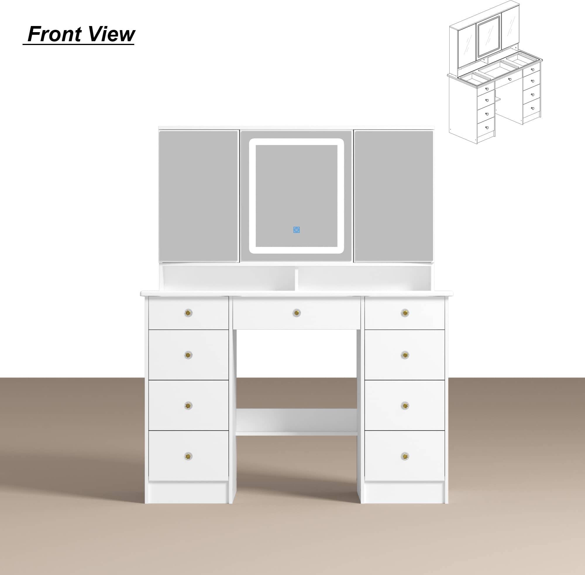 Makeup vanity set FAMAPY LED Lighted Makeup Vanity Set Dressing Table