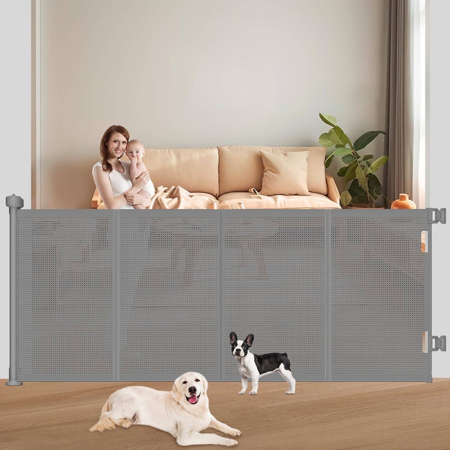 Baby gate 71 Inch Retractable Baby Gate Gray